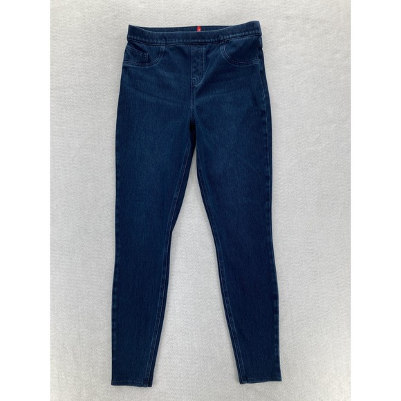 Spanx Pants Womens Large Tall Dark Indigo Jean-ish Leggings Pull On Stretch Knit - Picture 1 of 14